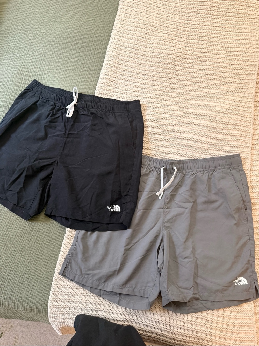 The North Face Gray+White Men's Shorts with White Drawstring